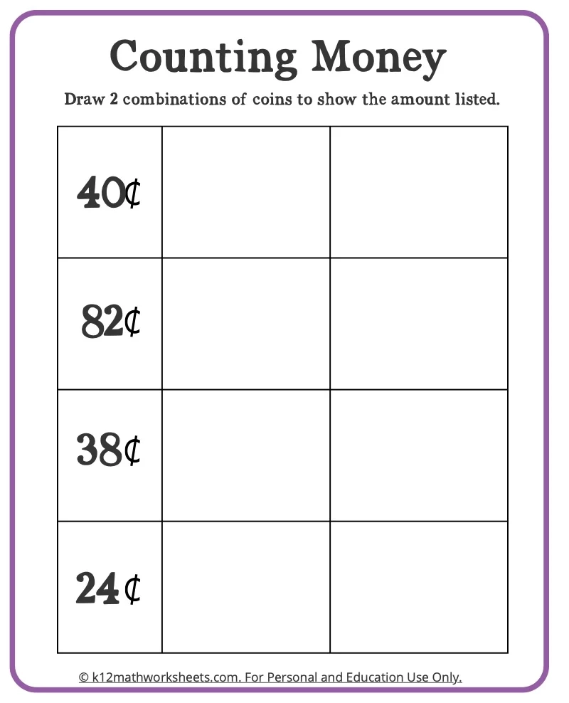 Counting Money Worksheets