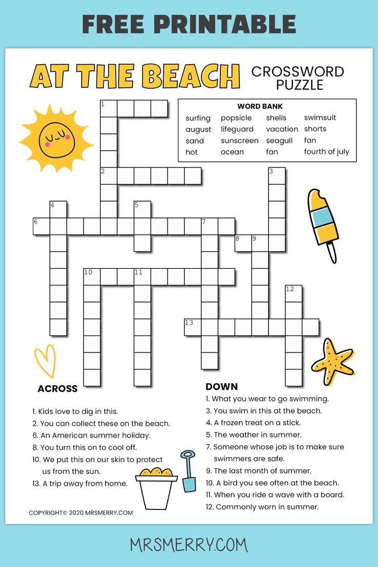 Crossword Puzzles For 5th Graders Printable