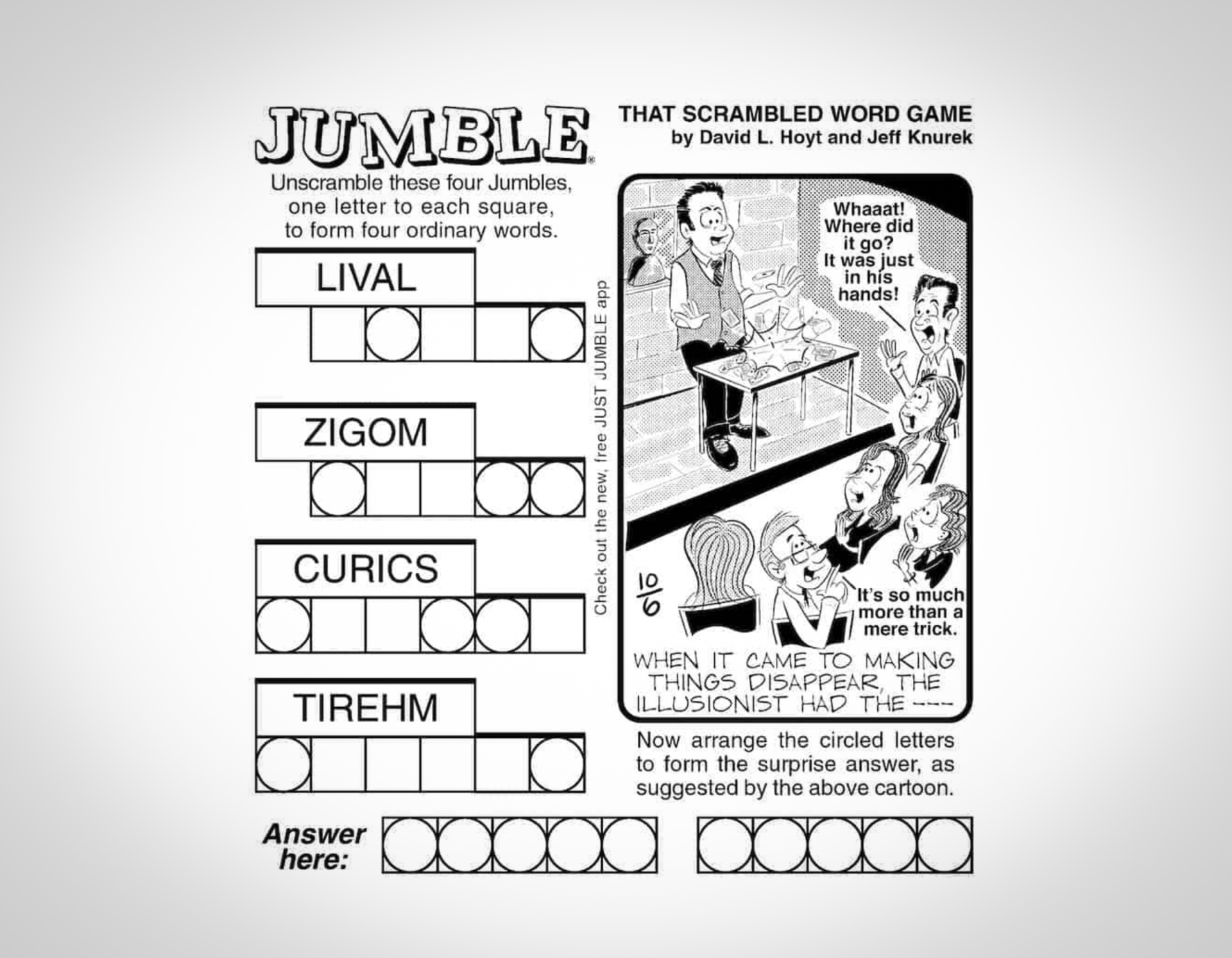Jumble Daily Puzzle Printable
