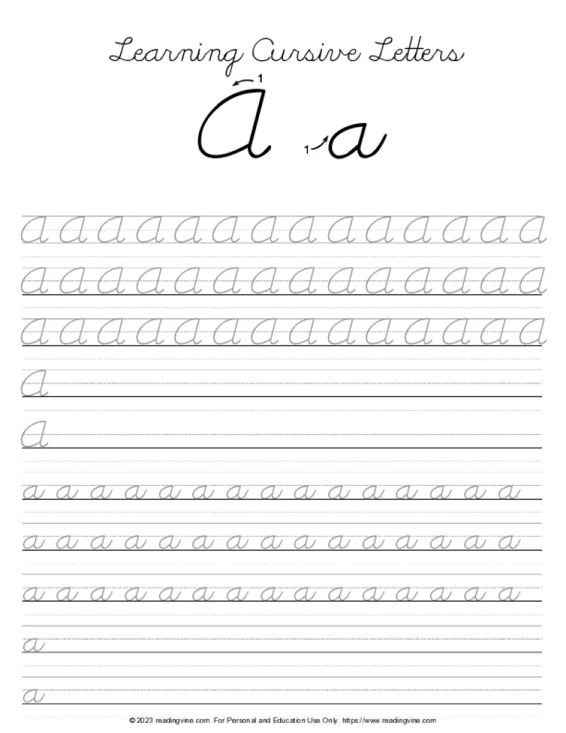 Cursive Writing Letter A ReadingVine