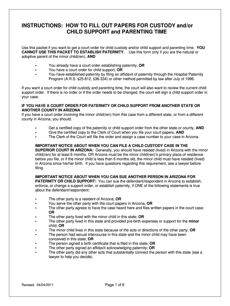 Printable Child Custody Forms