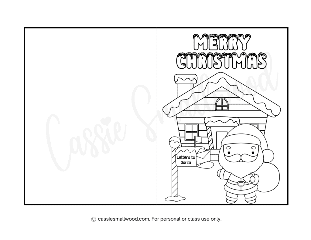 Foldable Template Printable Christmas Cards To Color