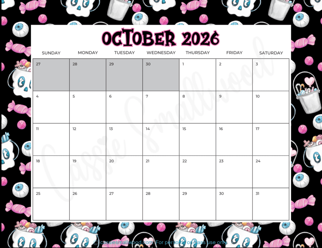 Printable Monthly Calendar 2026 With Holidays