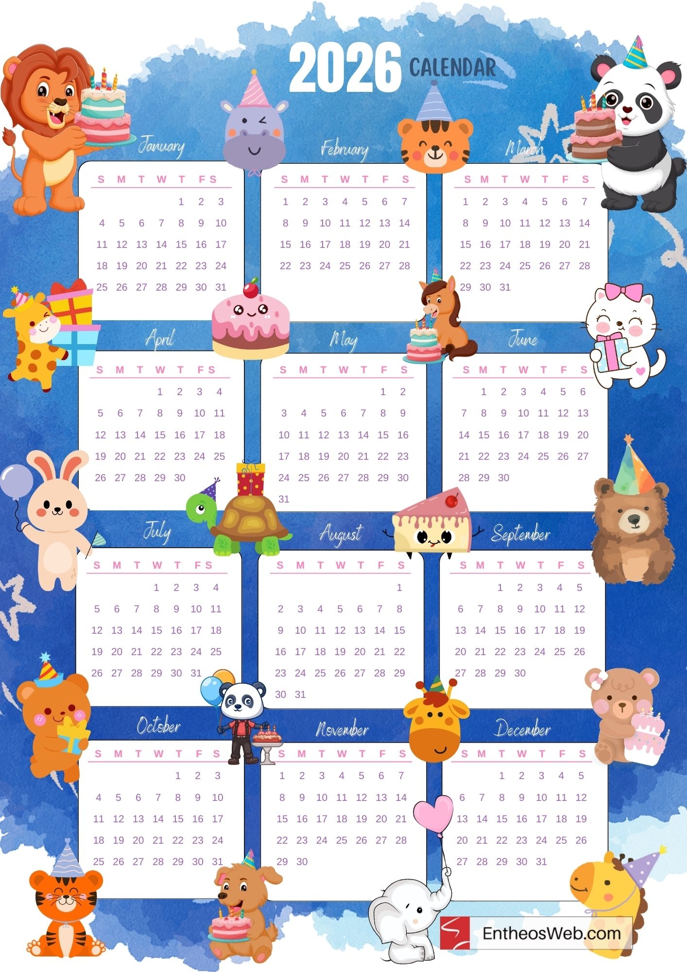 Printable Kids Calendar 2026 November