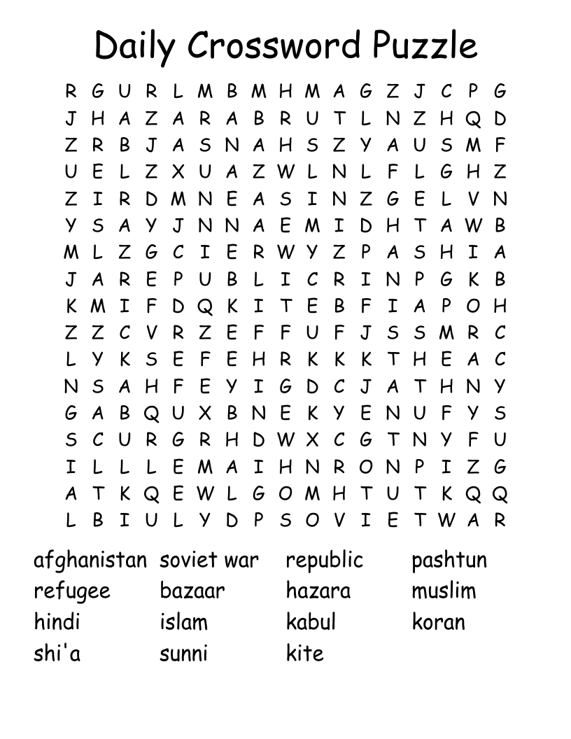 Printable Newspaper Crossword Puzzles