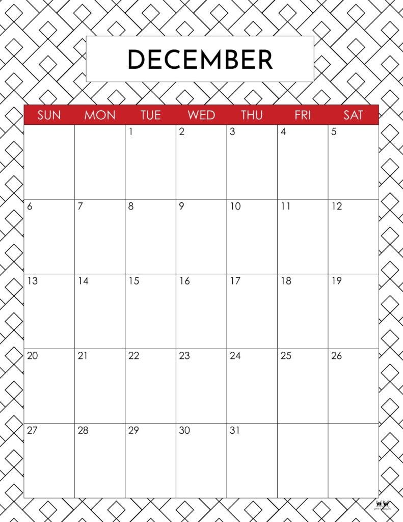 December 2026 Calendars 123 FREE Printables Printabulls