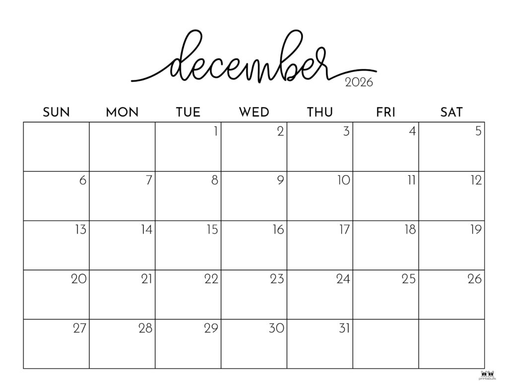 December 2026 Calendar Template