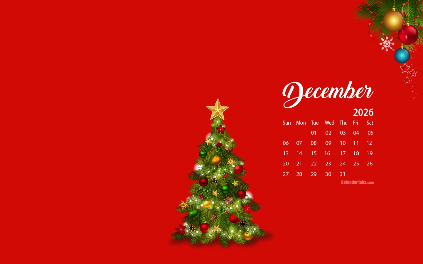 December 2026 Desktop Wallpaper Calendar CalendarLabs
