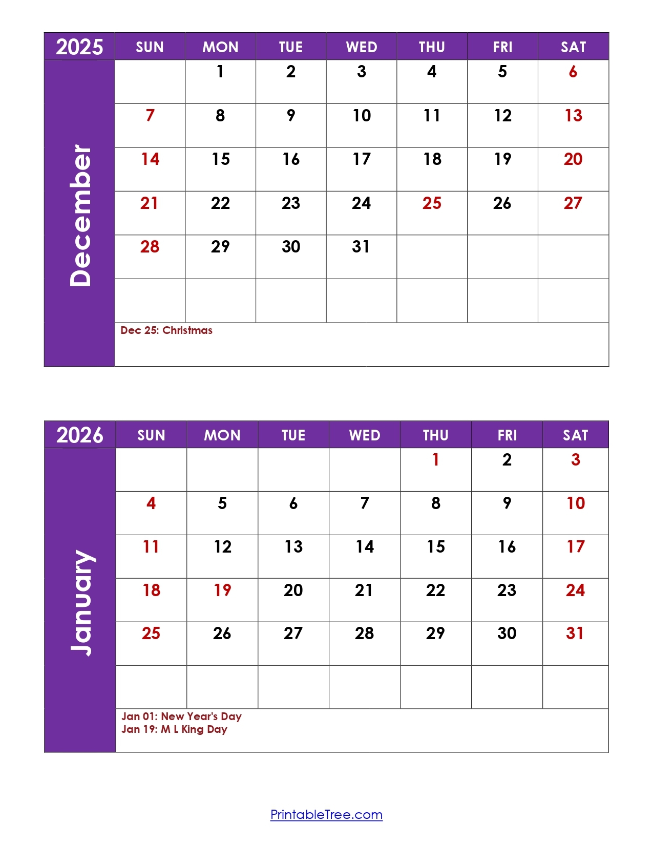 Printable 2026 December Calendar With Holidays