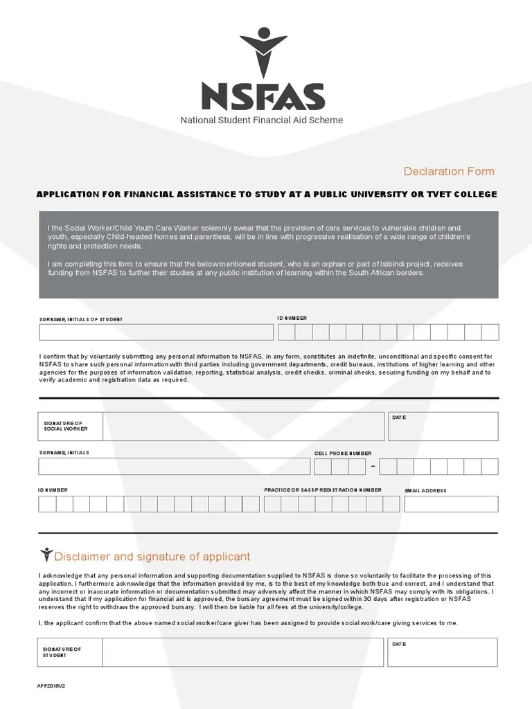 Declaration Form National Student Financial Aid Scheme PDF 