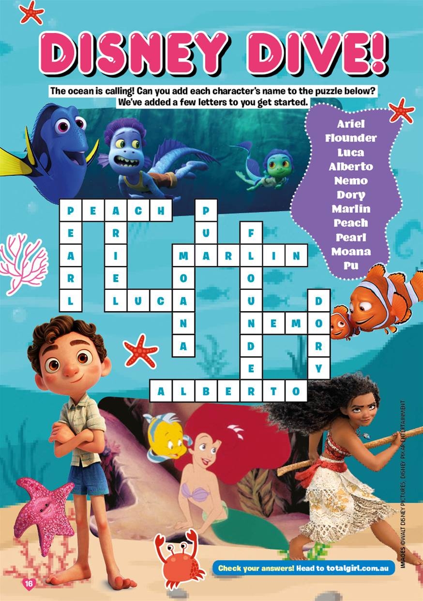 Deep Dive Into This Disney Crossword Total Girl