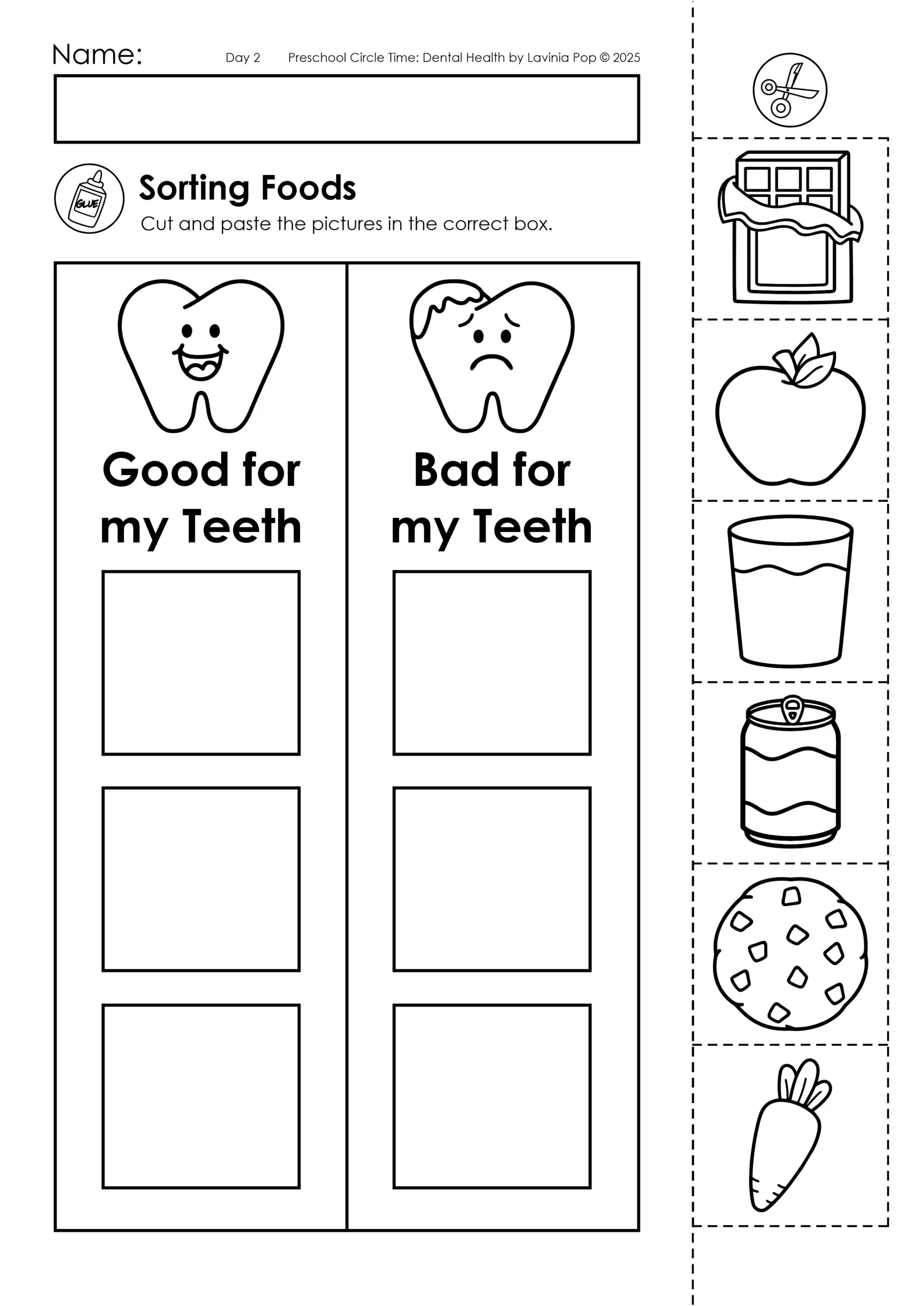 Healthy Teeth Preschool Worksheets