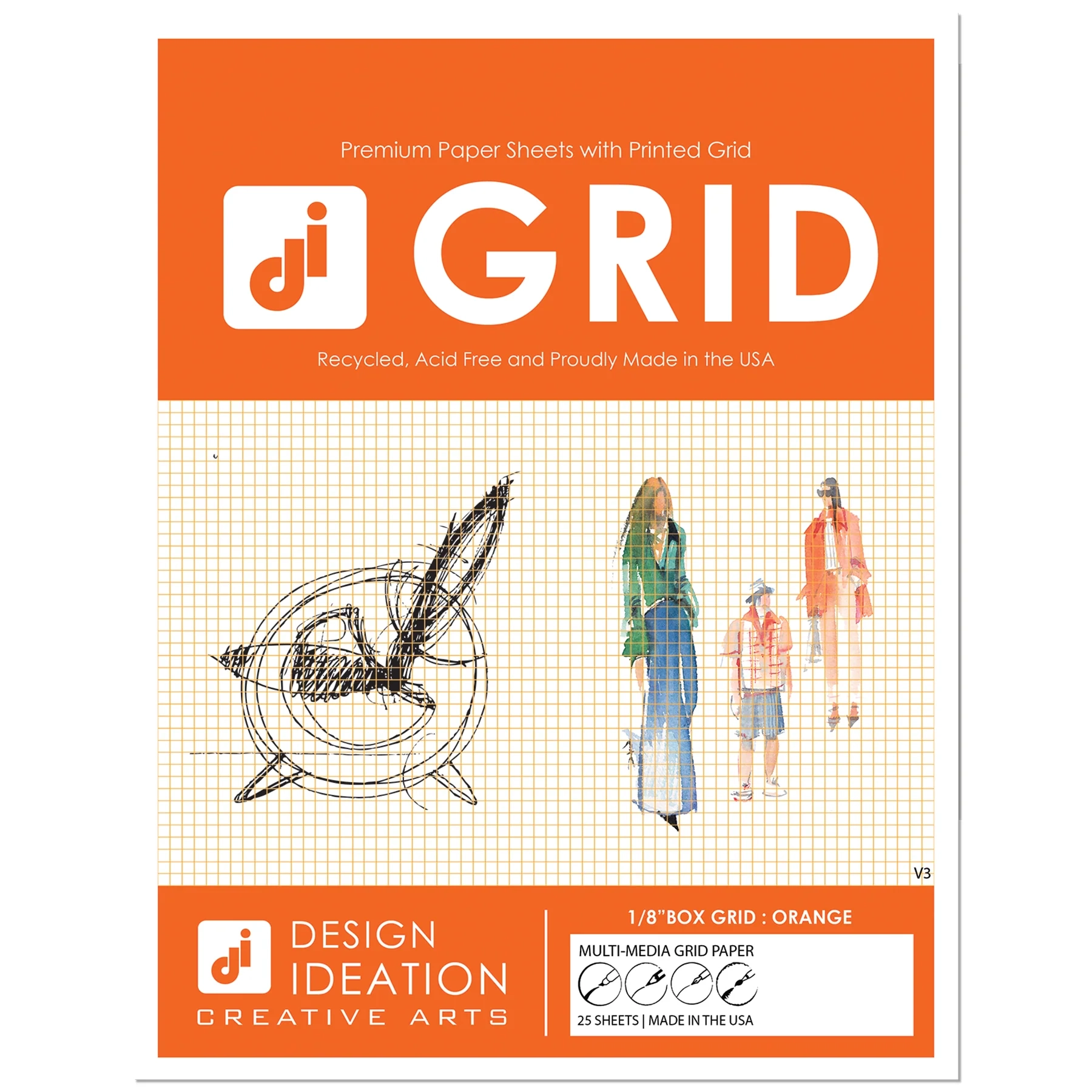Design Ideation Grid Paper ORANGE Grid Premium Grid Paper 8 5 