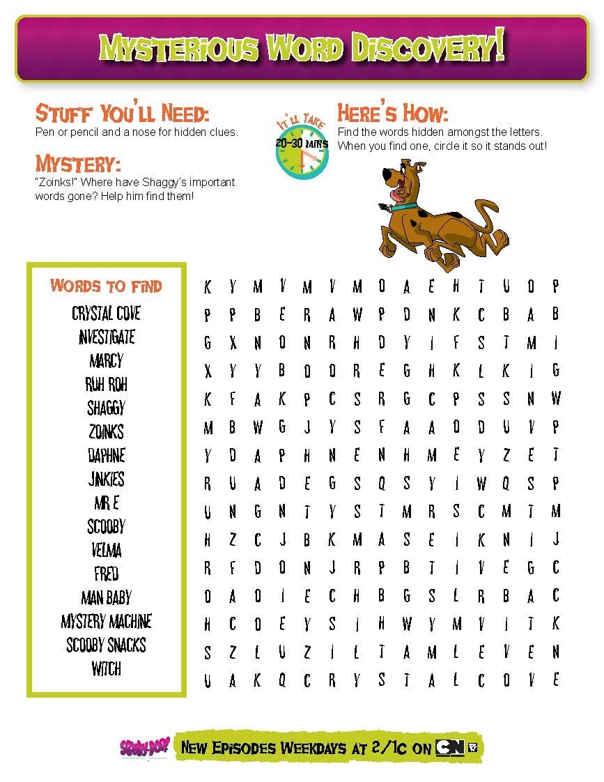Printable Puzzles Free Scooby Doo Crossword