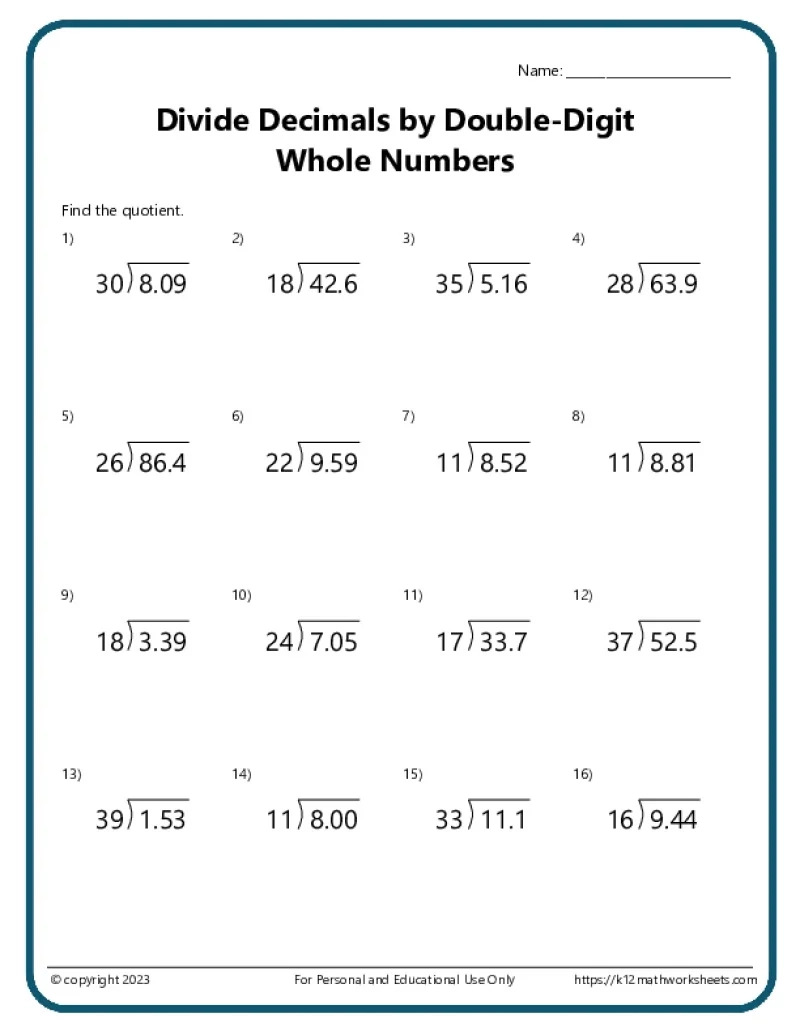 Division Worksheets K12 Math Worksheets