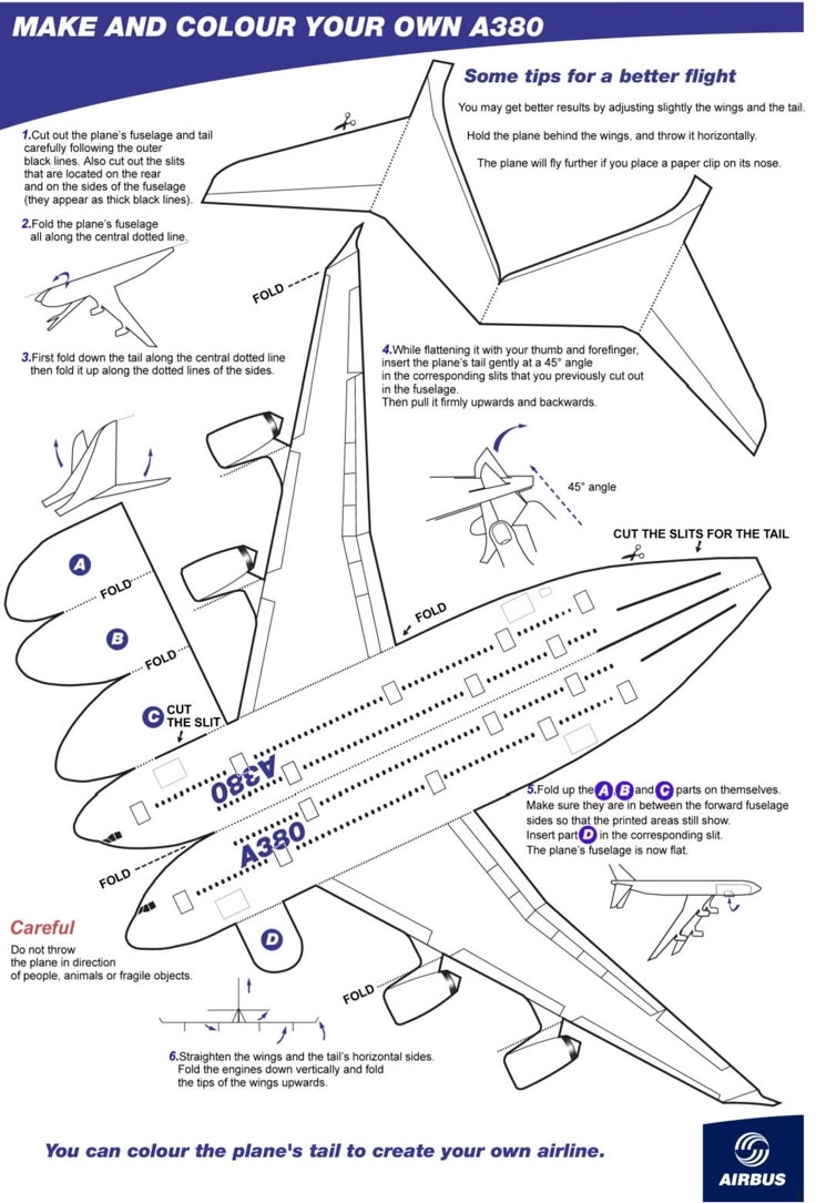 Printable Paper Plane Model Template