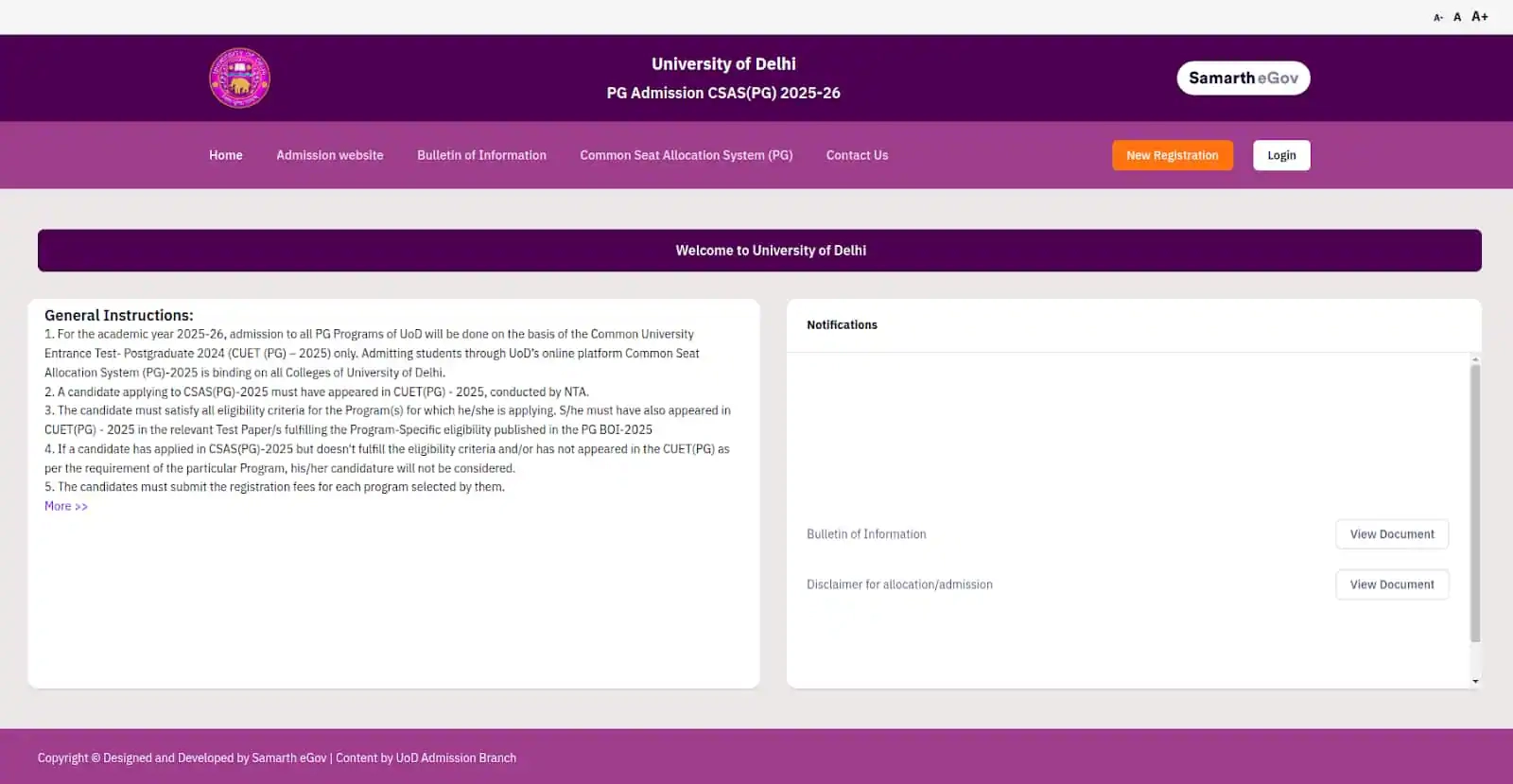 du pg application form 2026 registration how to apply online
