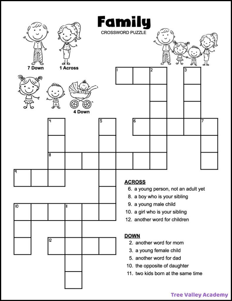 Simple Printable Crossword Puzzles For Kids