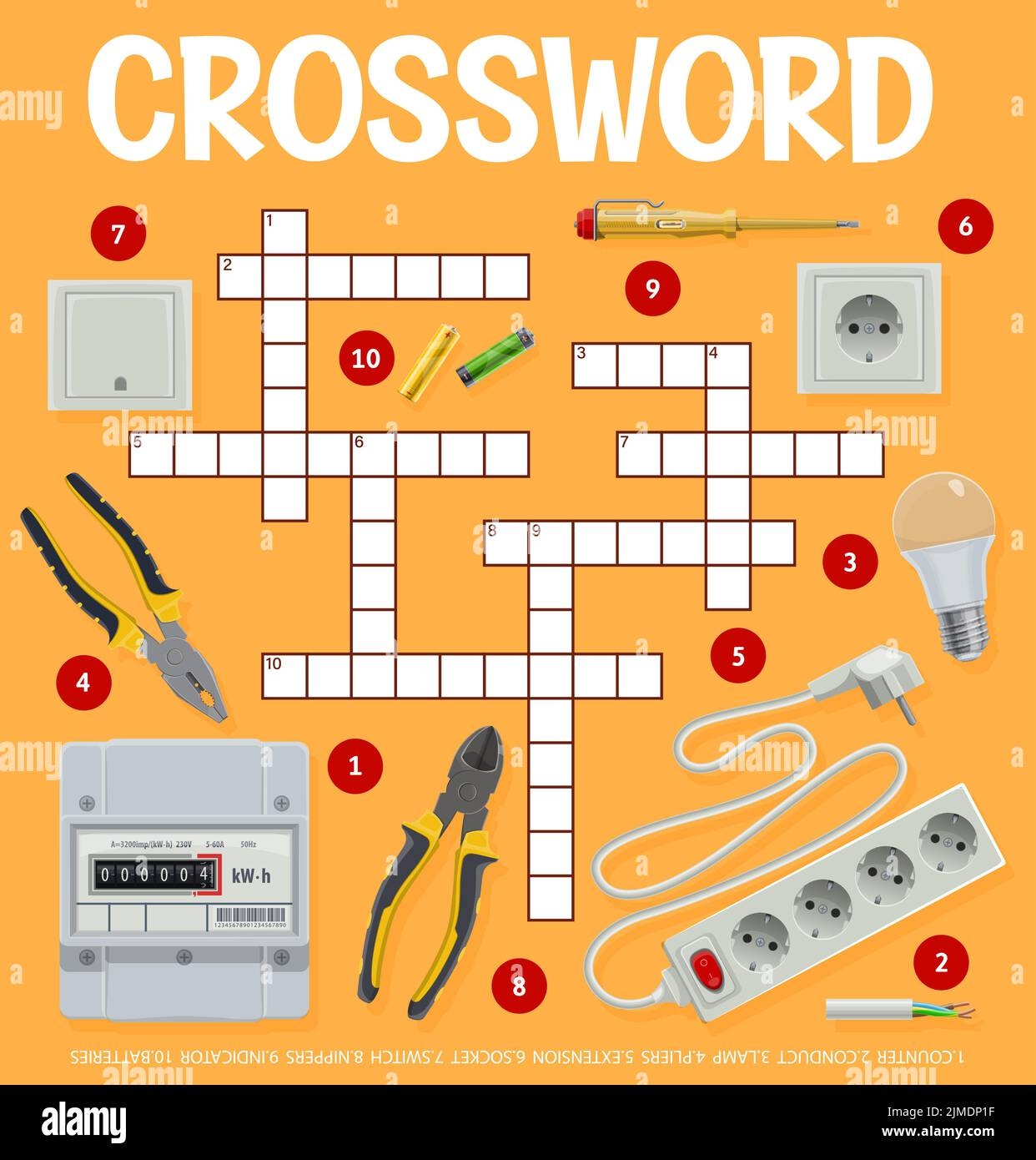 Electrician Tools And Equipment Crossword Grid Find Word Quiz 