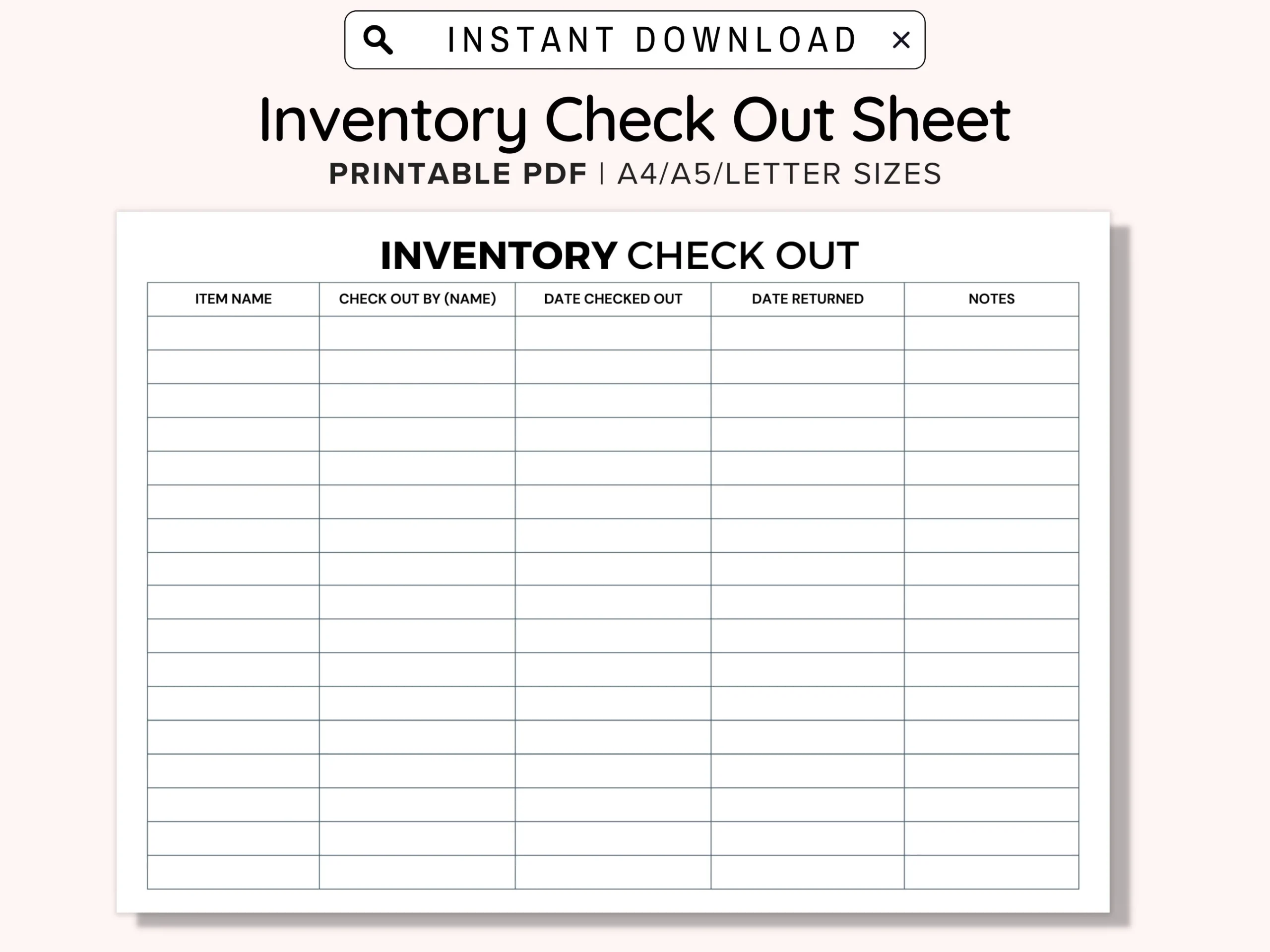 Printable Equipment Sign Out Sheet Template