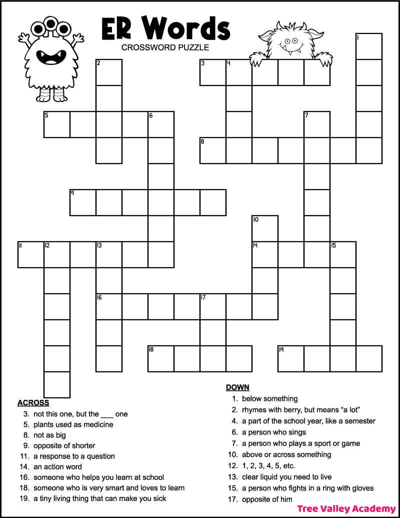 Vocabulary Word Crossword Puzzles