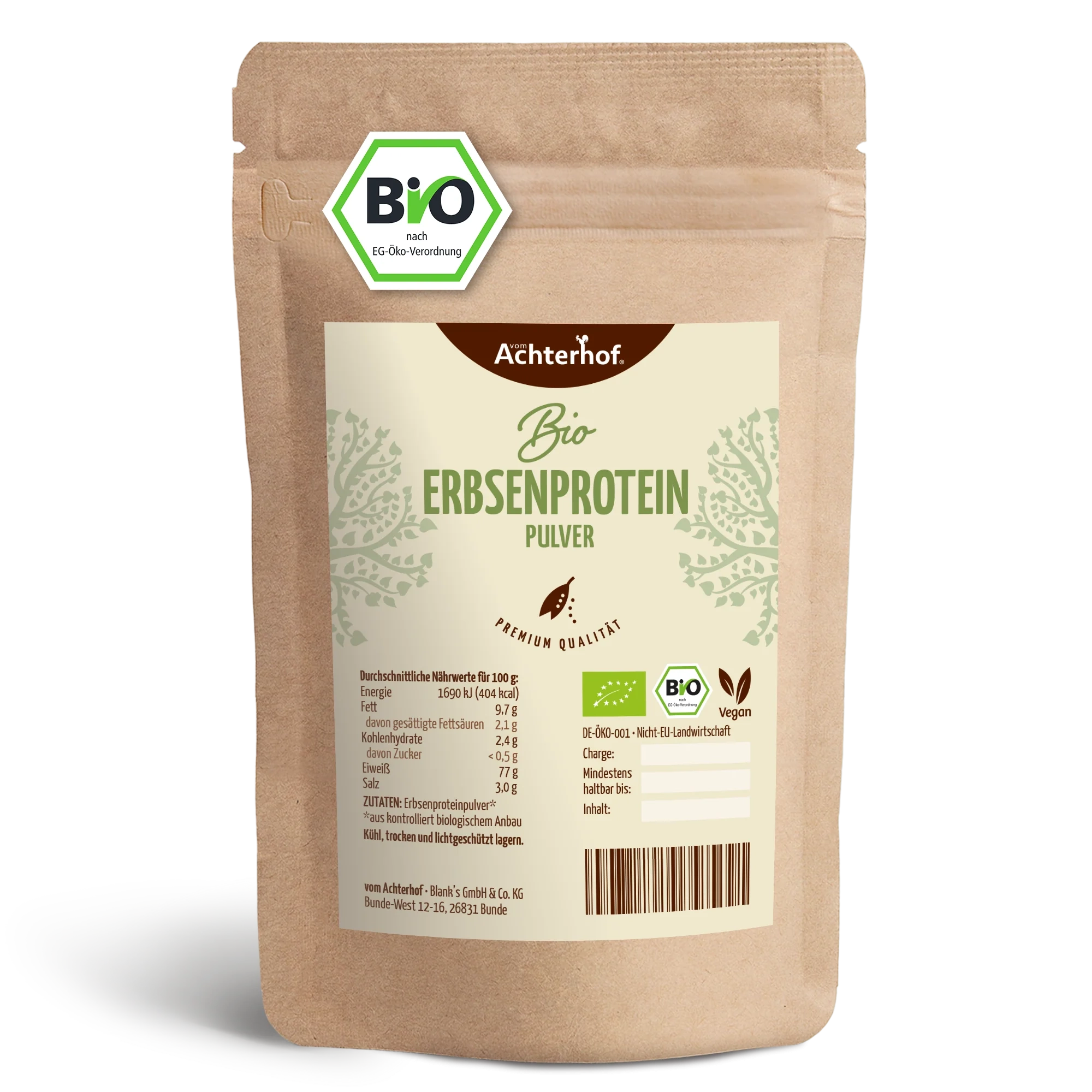 Erbsenprotein Pulver Bio 1000g 