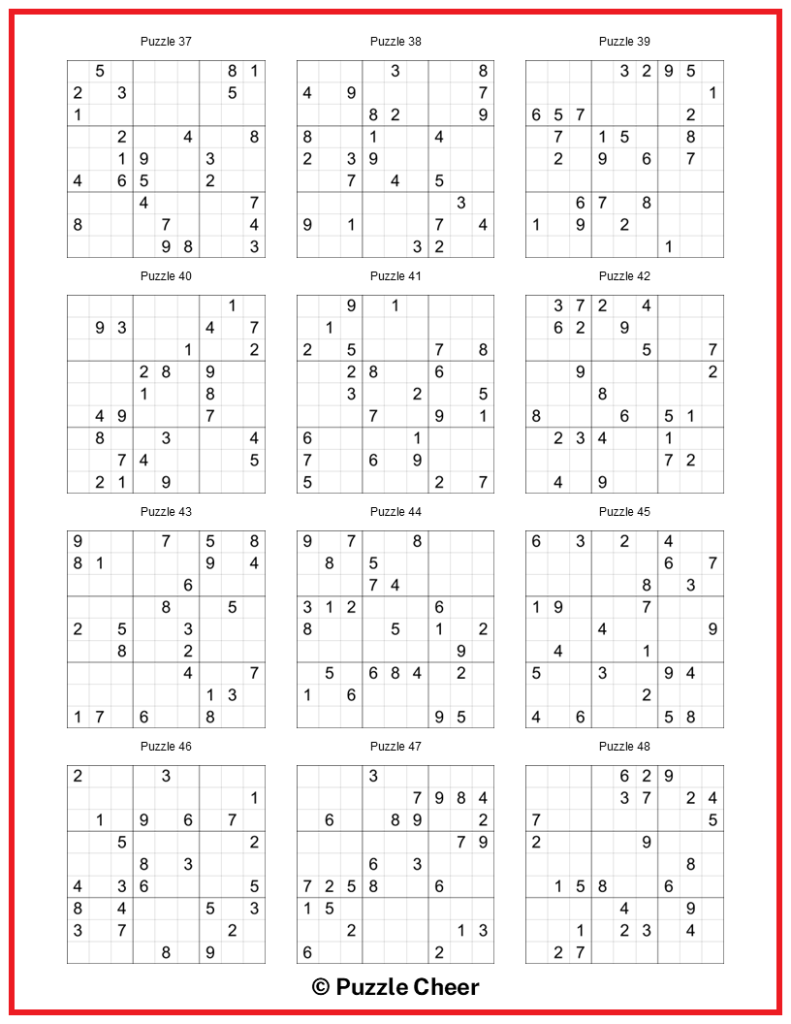 Sudoku Puzzles Printable Hard