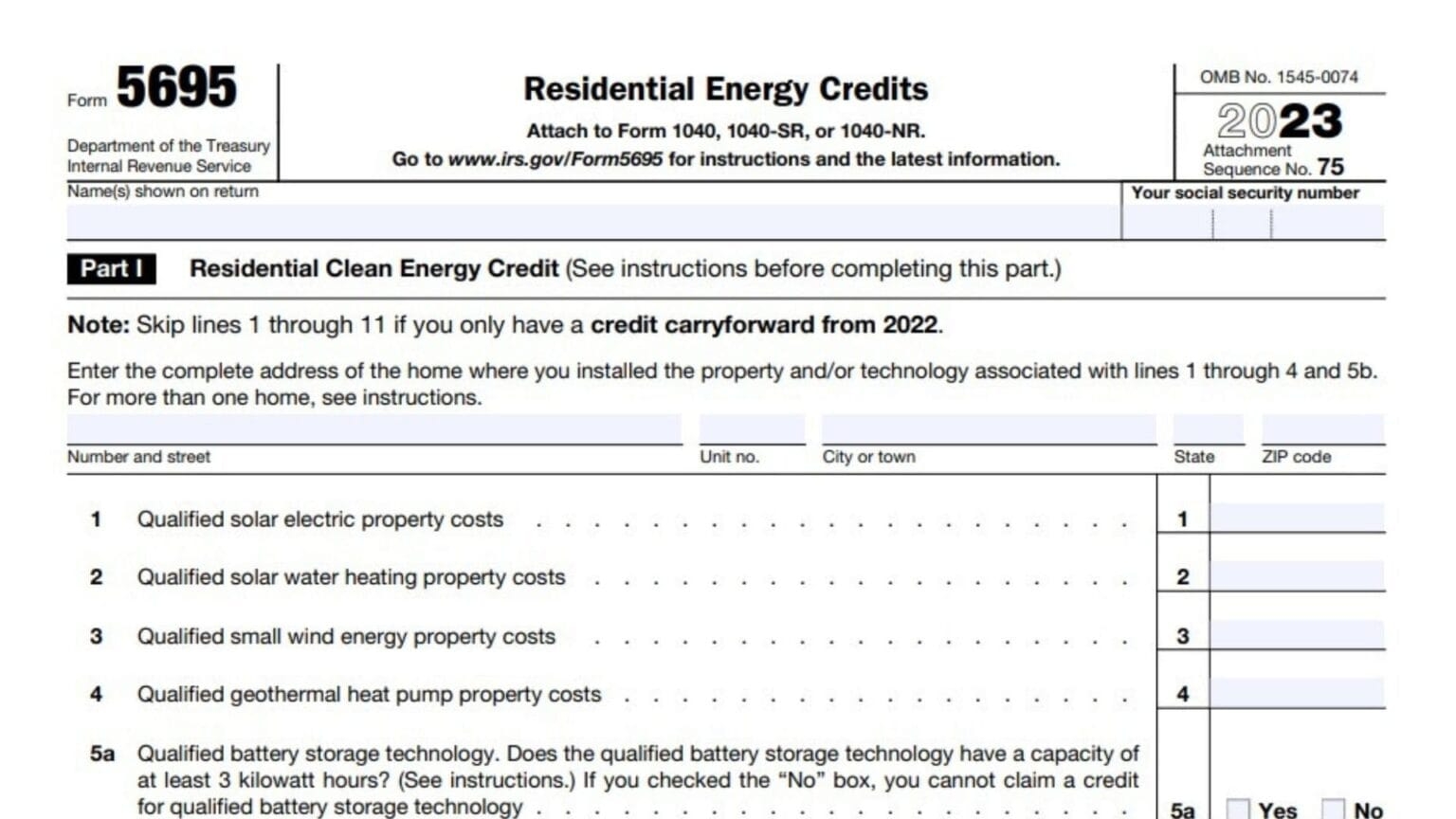 Federal Form 5695 Printable