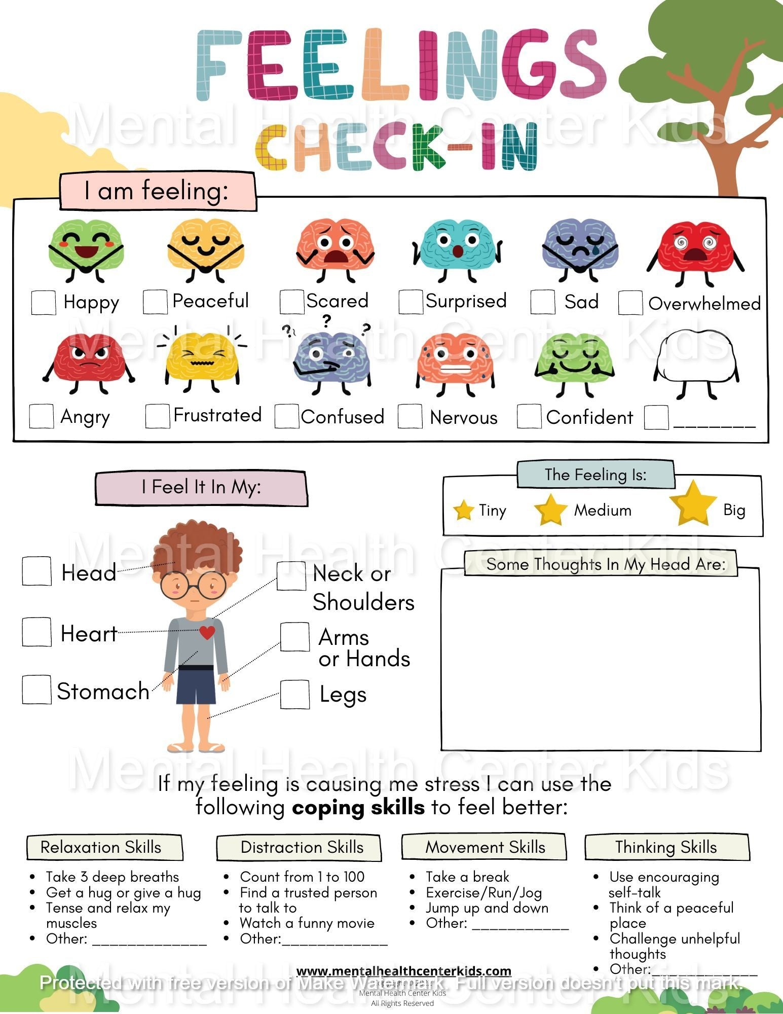 Feelings Check In For Kids Printable