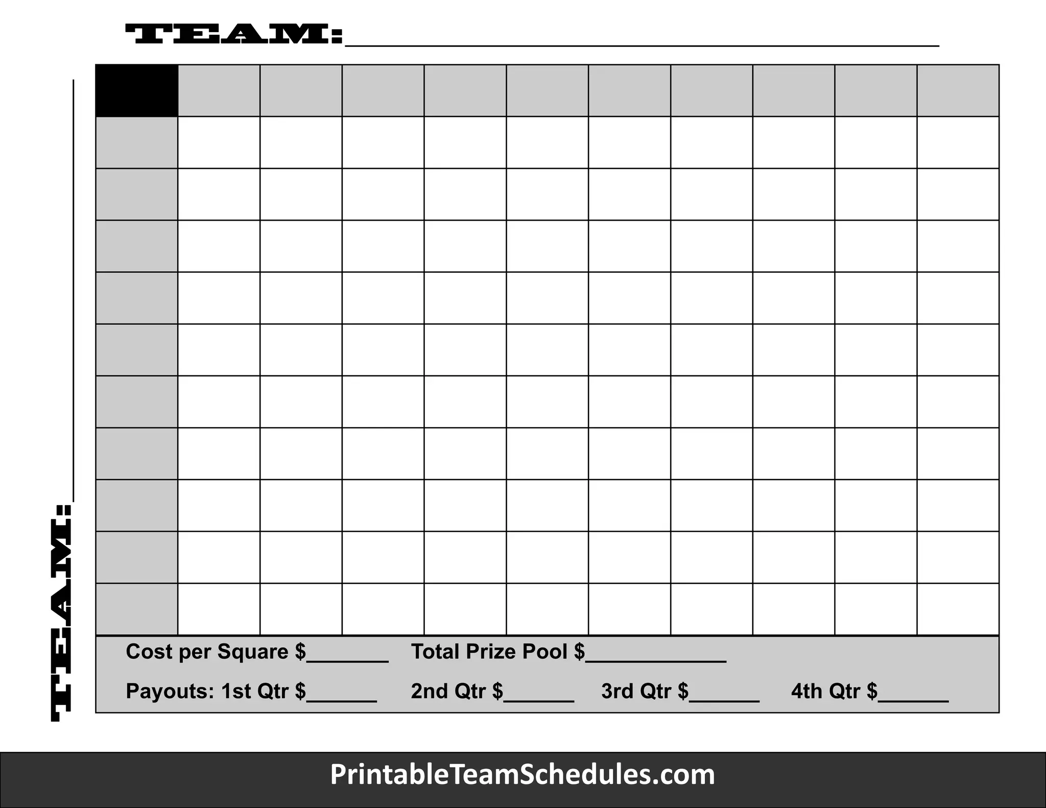 Football Squares Template Printable