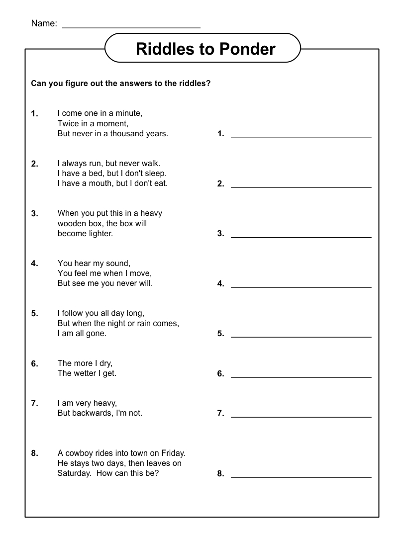 Adult Printable Puzzles And Brain Teasers