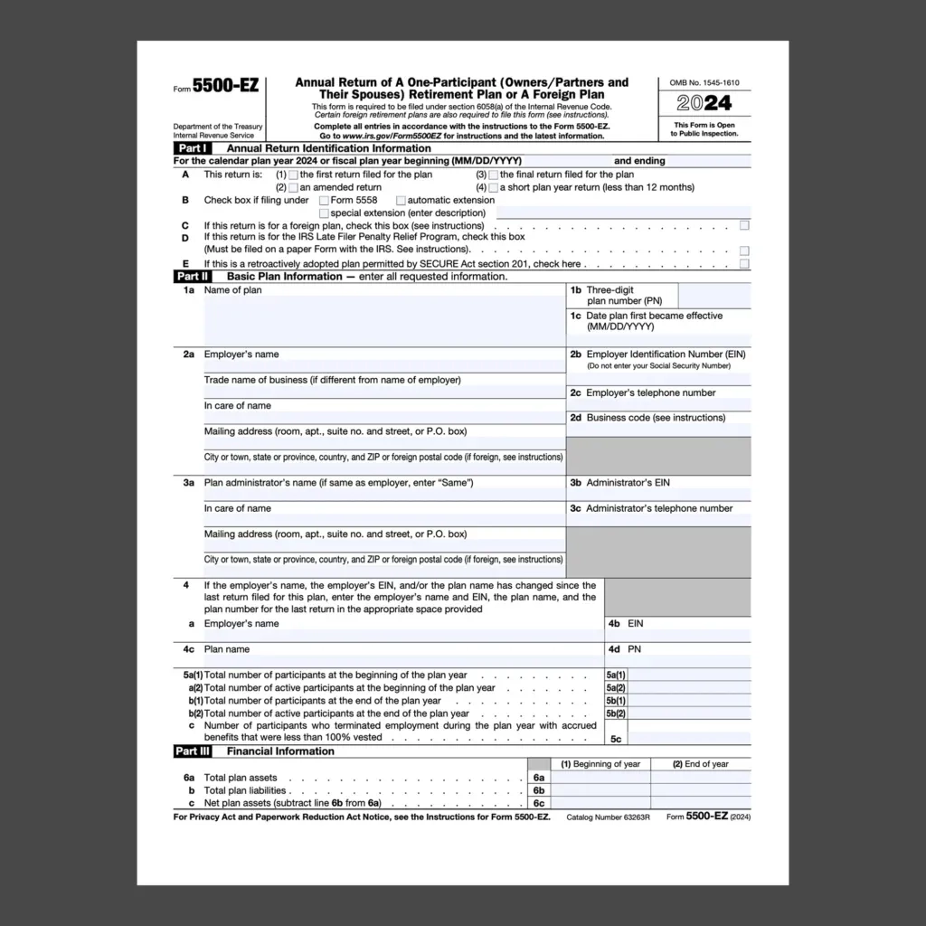 Irs Form 5500-Sf