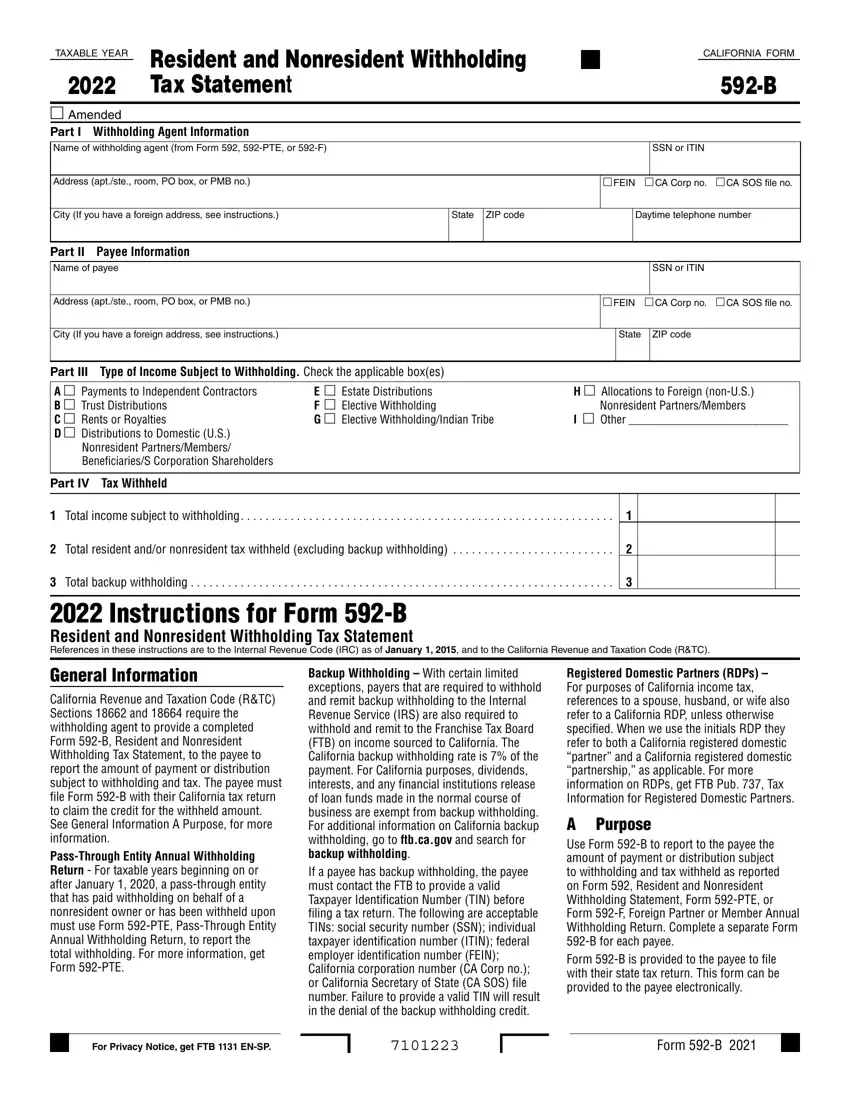 Form 592 B Fill Out Printable PDF Forms Online