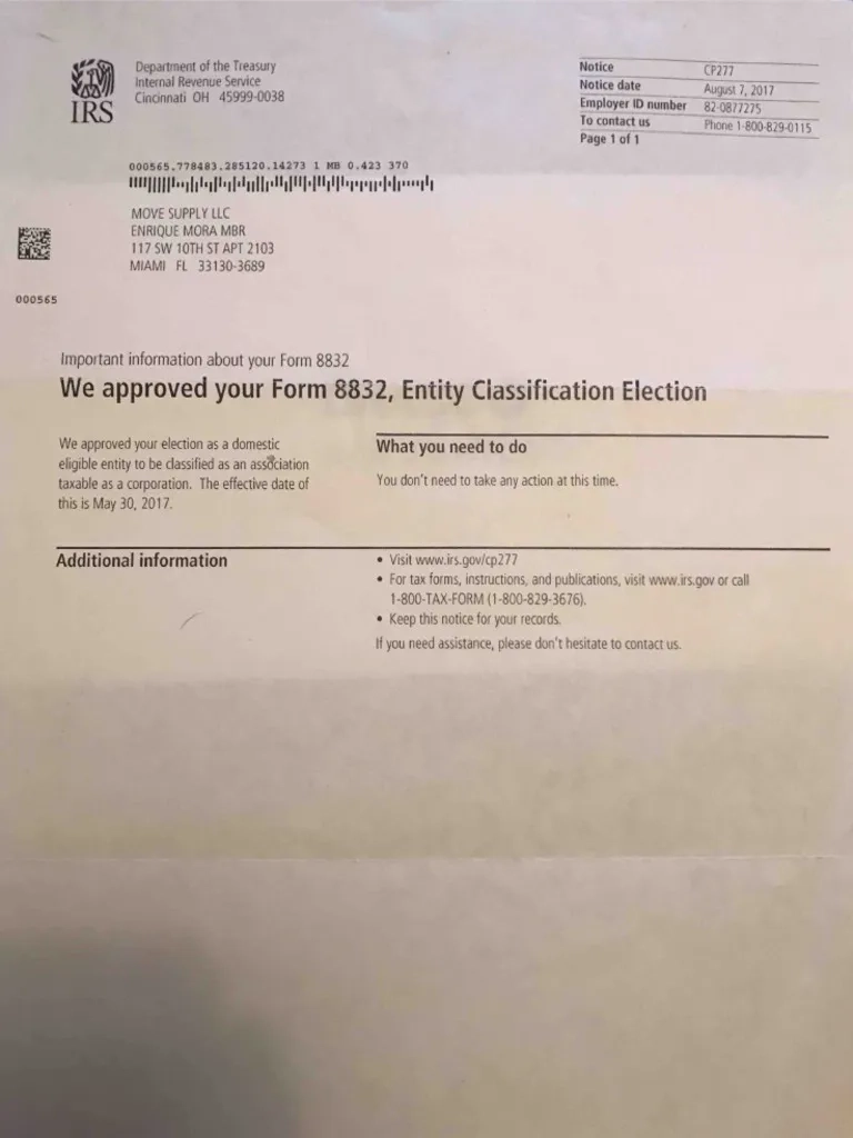 Form 8832 Entity Classification Election PDF