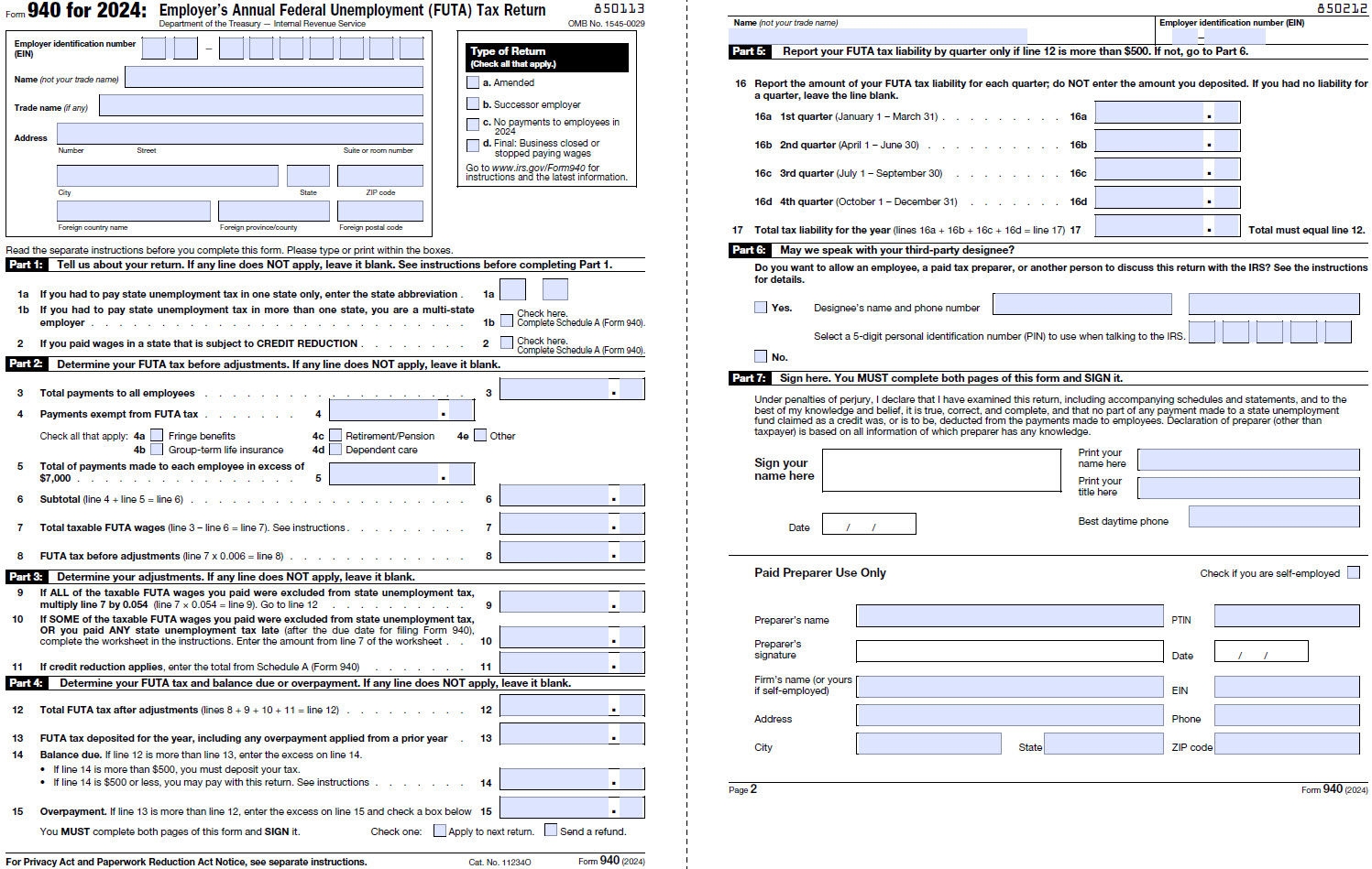 Form 940 Filing Instructions For Employers Paylocity