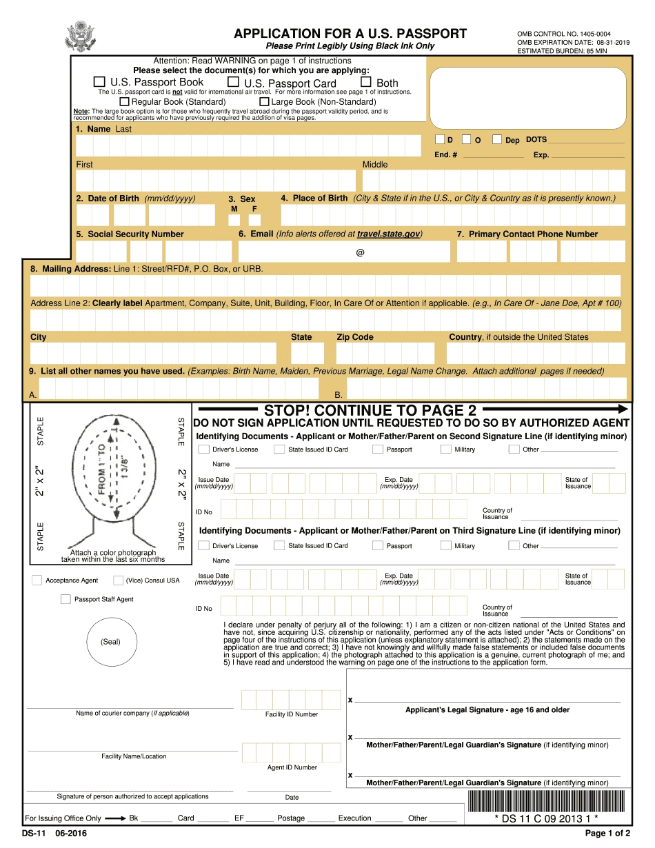 Passport Form Ds-64 Printable