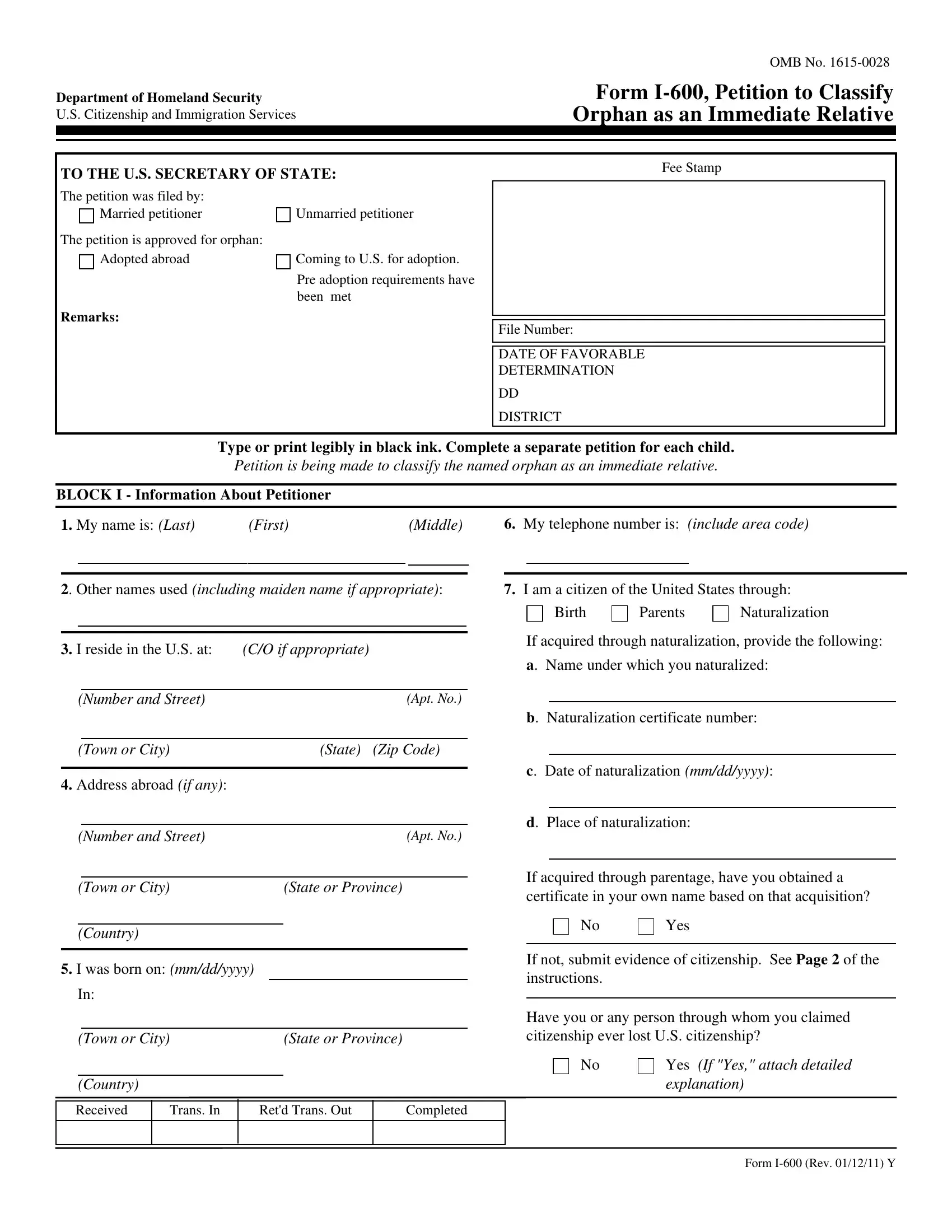 Form N600 For Children