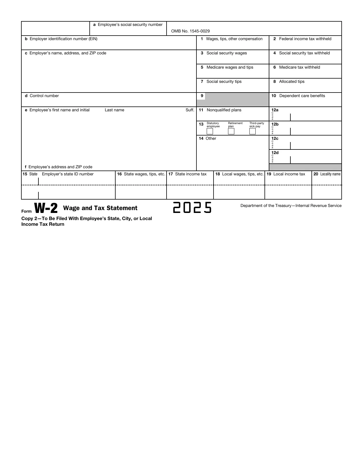 Form W 2 2025 Fill Sign Online Download amp Print No Signup