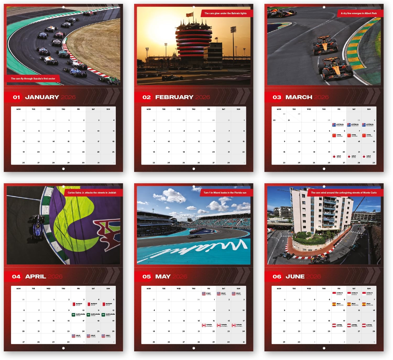 Formula 1 themed Calendar 2026 Season F1 Wall Calendar Racing Gift 