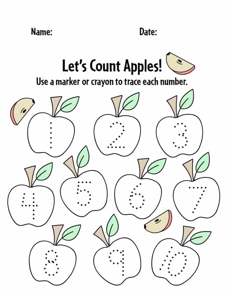 Apple Theme Preschool Free Printables