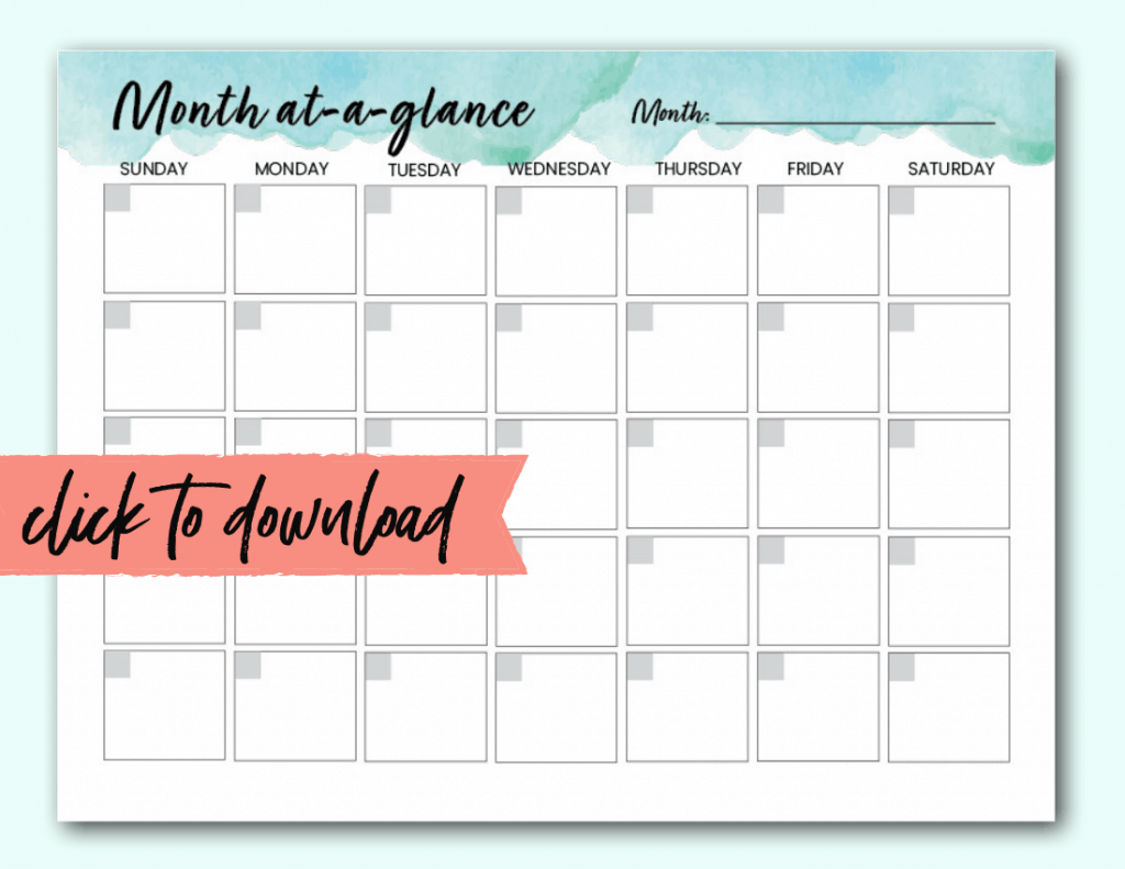 Printable Monthly Blank Calendar