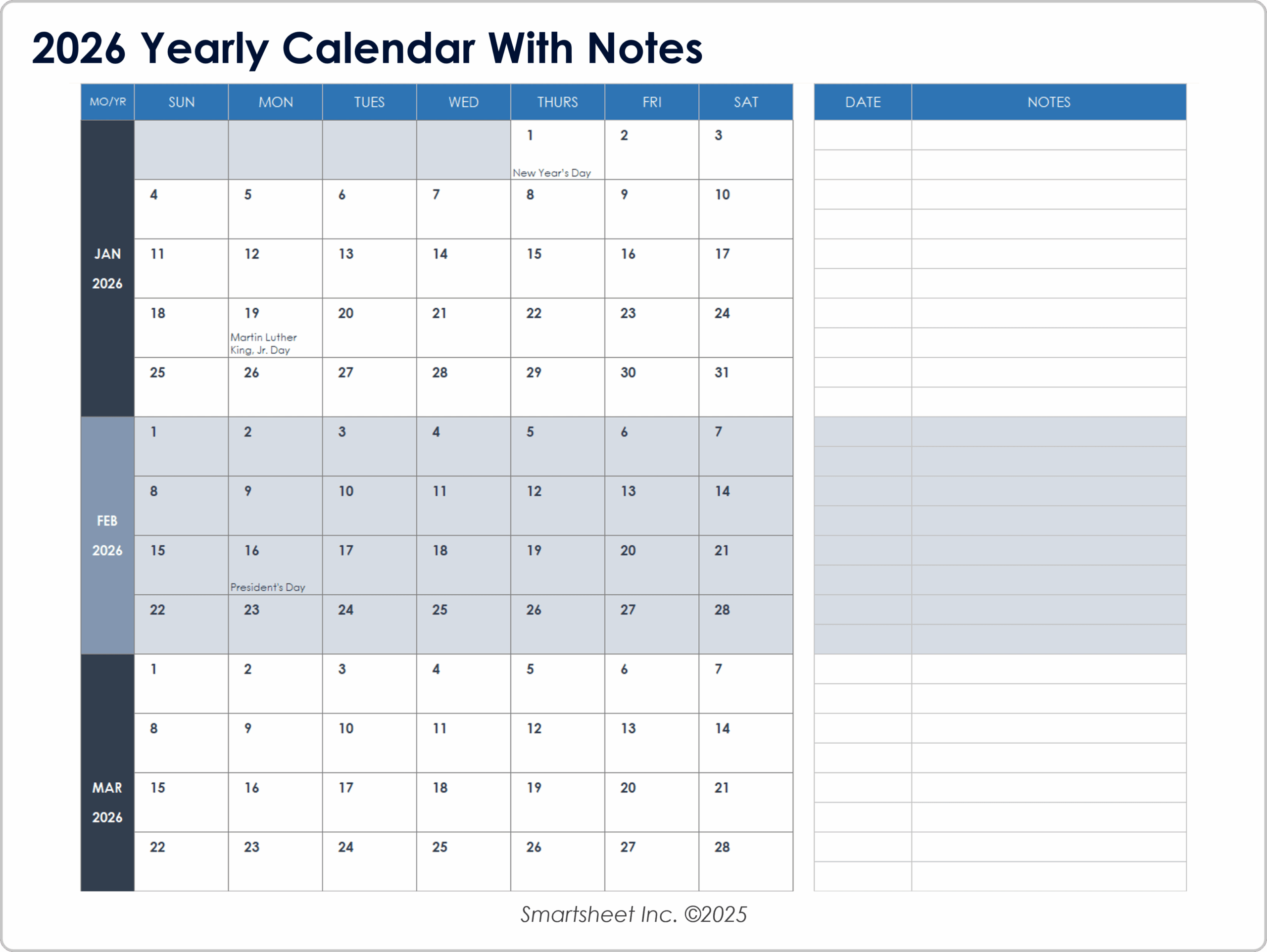 Free Excel Calendar Templates
