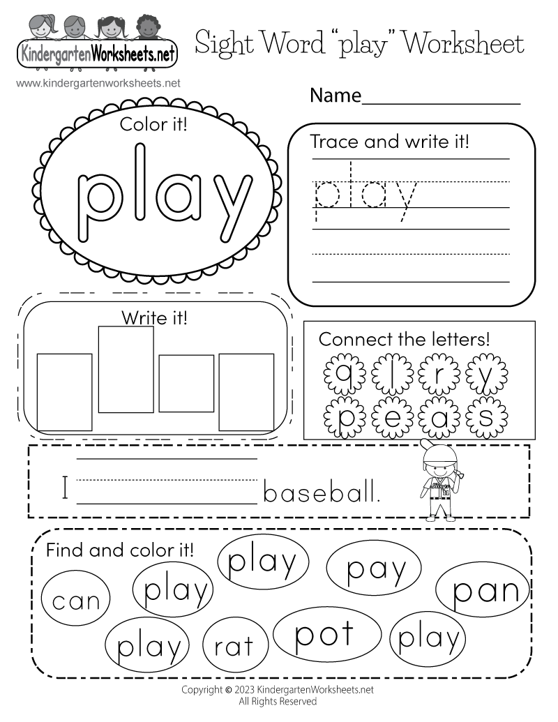 Free Free Printable Kindergarten Sight Word Worksheet Download 