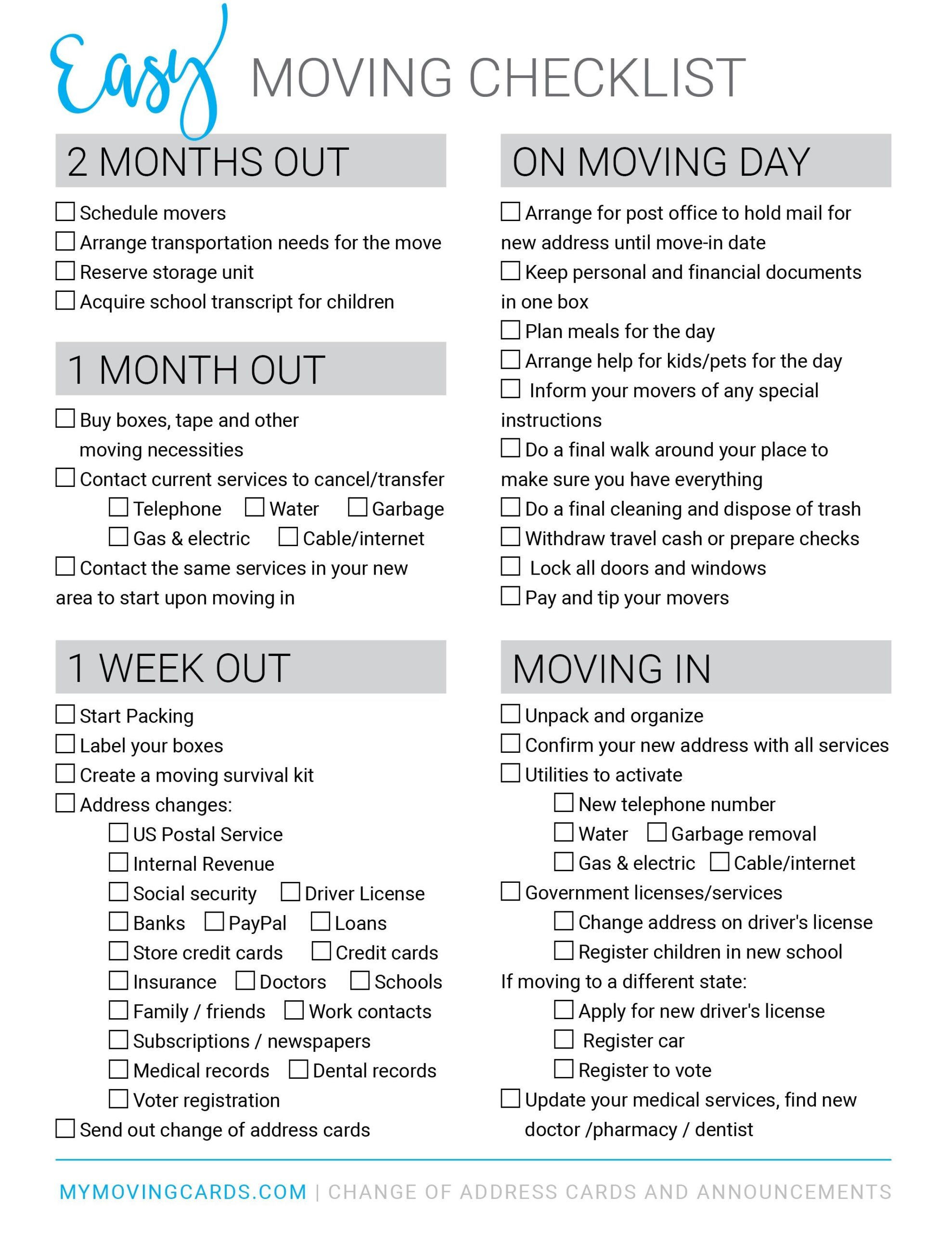 Free Free Printable Moving House Checklist Download Free Free 