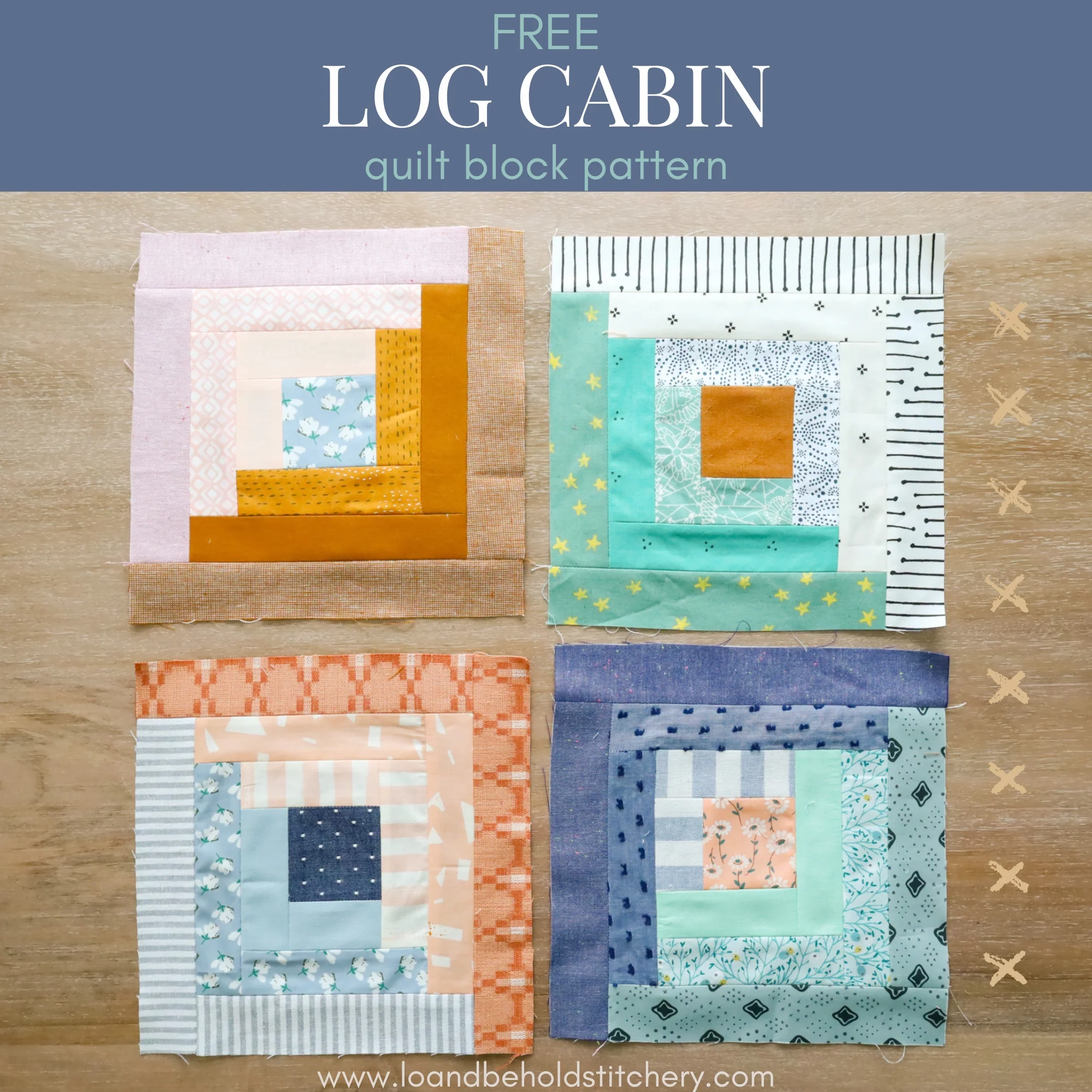 Free Log Cabin Quilt Block Pattern Lo amp Behold Stitchery