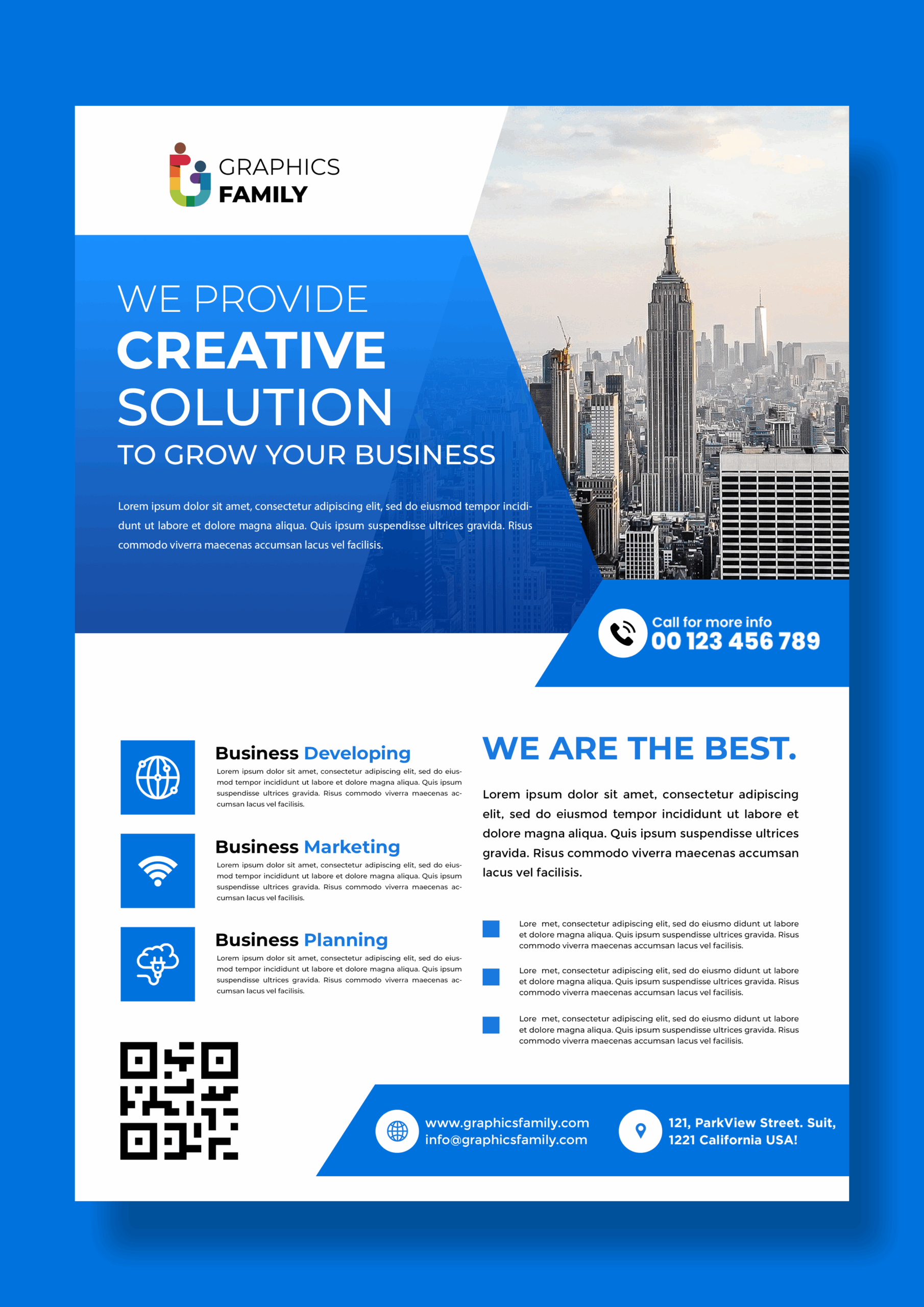 Free Modern Blue Flyer Design Template GraphicsFamily