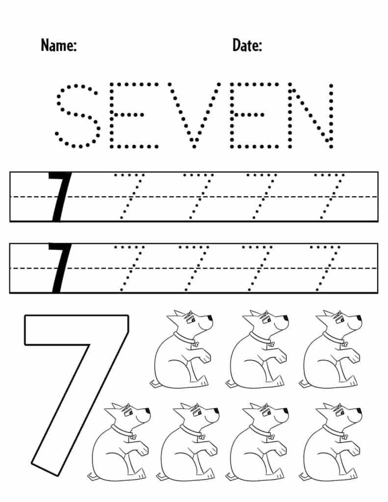 Free Printable Number 7 Worksheets For Preschool