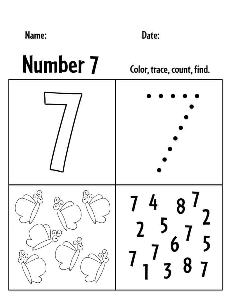 FREE Number 7 Worksheets For Preschool The Hollydog Blog 