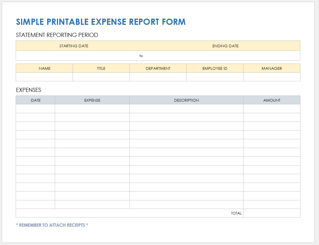 Printable Expense Sheet Free