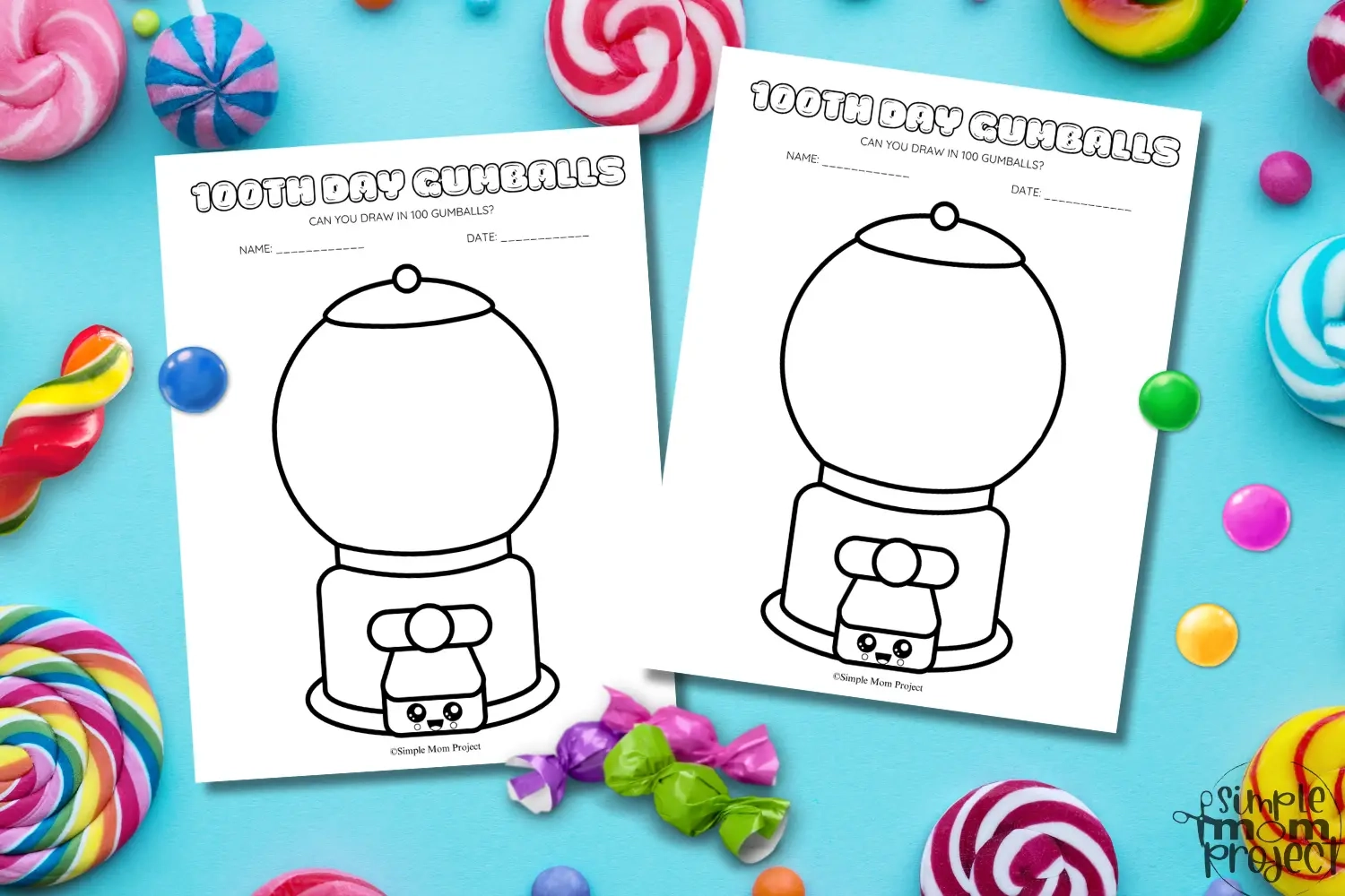 Free Printable 100th Day Gumball Machine Template Simple Mom Project